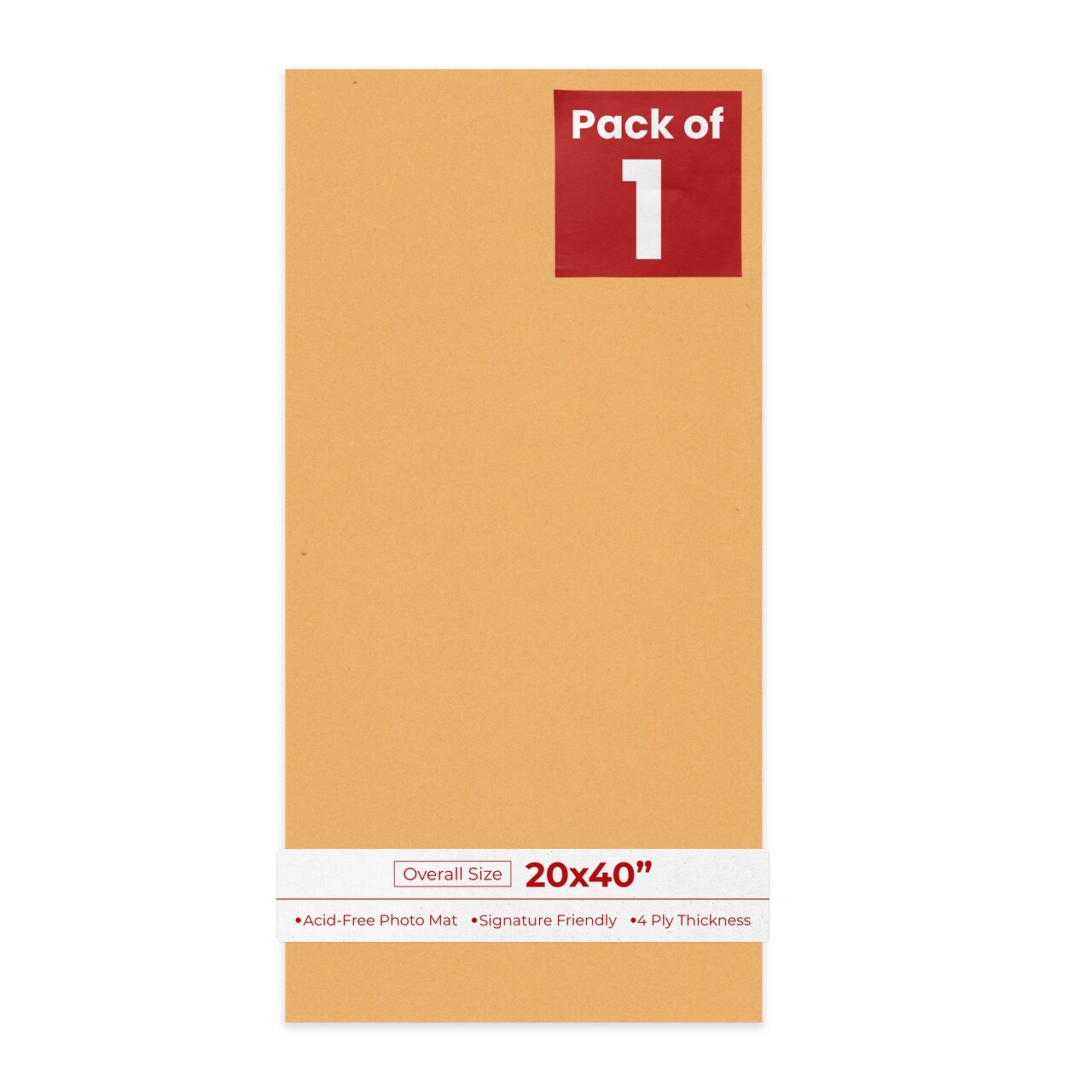 Topaz Orange 20x40 Uncut Mat Board - Blank Sheets, No Opening
